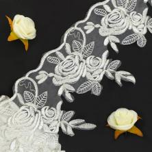 Кружево люрекс 150мм арт.XDH-1129 белый/серебро