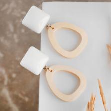 Серьги дерево "Ваканда" 48*25мм арт.5002736 белый/бежевый