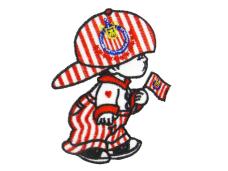 Термоаппликация "Мальчик с флагом" 97*70мм арт.414 красный