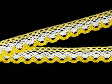 Кружево лен  25мм арт.0019/0699 белый/желтый (5,4м)