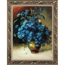 1772 "Васильки по мотивам картины И. Левитана" Набор для вышивания мулине "Риолис" 30*40см