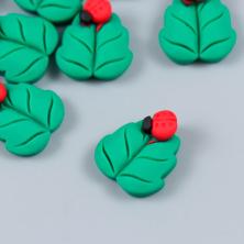 "Божья коровка на листе" 20*15мм арт.7985146 зеленый/красный