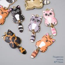 Подвеска "Котик" эмаль 40*15мм ИВ-1122 микс