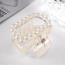 Краб для волос 6см с жемчугом арт.ФУ-11915 белый