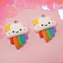 Подвеска акрил "Облако" 22*28мм арт.ИВ-386 белый/радуга