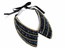 Колье с бусинами и стразами на ленте арт.FY-635