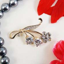 Брошь "Букет цветов" 53*32мм со стразами арт.X01-1075