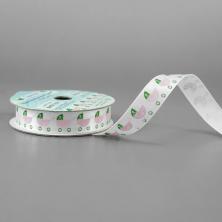 Лента атласная 12мм арт.ALP-122 G1/001 детская коляска/белый (3м)