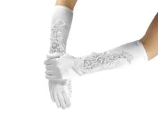 Карнавальный аксессуар перчатки атласные 40см арт.CC-5417 с бусинами и пайетками