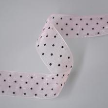 Лента капрон в горошек 25мм арт.5232083 розовый/черный