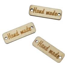 Бирка дерево "Hand made" 30*10мм арт.ФУ-11038 натуральный (25шт)