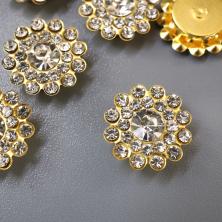 Камни пришивные стекло в металле "Цветочек" 14мм арт.ИВ-823 золото Crystal
