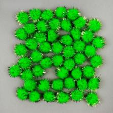 Помпоны с люрексом 15мм арт.4342766 зеленый (50шт)