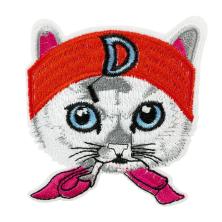 Термоаппликация "Кот в бандане" 70*90мм арт.4534-6 серый/красный
