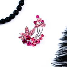 Брошь "Цветок" со стразами арт.HB6-1609 серебро