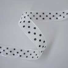 Лента капрон в горошек 15мм арт.6784800 белый/черный