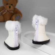 Сапожки с мехом для кукол 50*32*50мм арт.ИВ-592 белый (иск.кожа)