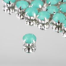 Камни пришивные акрил в металле "Круг" 10мм арт.9855197 мятный/серебро