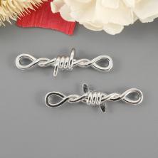 Коннектор "Проволока" 34*6мм отв-е 3мм арт.ИВ-327 серебро