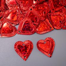 Пайетки-голограмма "Сердце" 16*17мм арт.SF-1141 красный (50гр(±5гр)