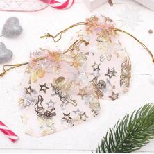 Мешок органза 10*12см "Ангелы" арт.3503569 розовый/золото