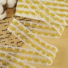 Кружево капрон  38мм арт.TBY-211-2 молочный/золото