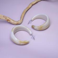 Серьги полукольца 4см акрил арт.ИВ-1035/2 слон.кость