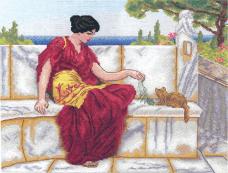 PANNA арт.VH/ВХ-1426 "Играющая с котенком" Набор для вышивания мулине 34,5*27см