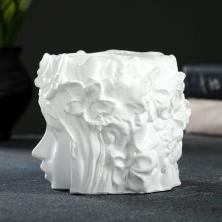 Кашпо "Лицо девушки" гипс 11см арт.7086865 белый