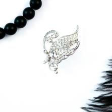 Брошь "Бабочка" со стразами арт.LS-1224 серебро