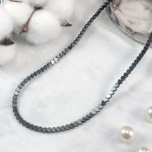 Бусины "Гематит"  "Сердечки" 4,5*4*2мм 40см арт.ФУ-11860 т.серебро (106шт)