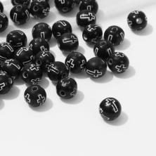 Бусины акрил  8мм "Крест" арт.9906175 черно-белый (44шт)
