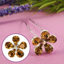 Шпилька для волос "Цветок" 6,5см со стразами арт.ФУ-10355