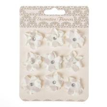 Цветы бумажные со стразой 3см арт.2504705 белый (9шт)