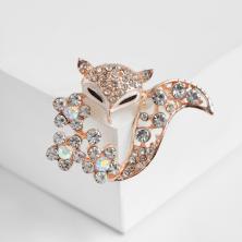 Брошь "Лиса" 45*35мм со стразами арт.5375012 золото