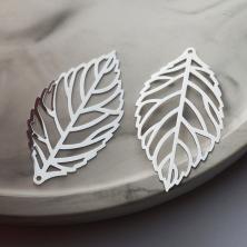 Подвеска металл "Листик" 40*22мм арт.304-799 серебро