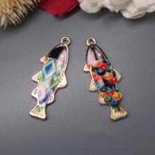 Подвеска "Рыбка" 14*35мм эмаль арт.ИВ-468 микс/золото