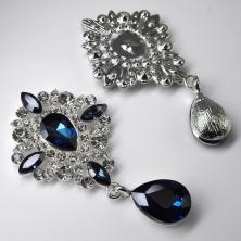 Кабошон металл  35*70мм арт.SF-7494 серебро/синий