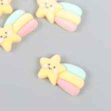 "Звезда-смайл с радугой" бархат/акрил 25*18мм арт.9424494