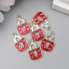 Подвеска "Замочек" 11*16мм арт.5479939 золото/красный