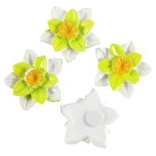 Цветок 30*30мм на липучке арт.7713790 белый/желтый (4шт)