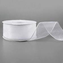 Лента органза с люрексом 40ммарт.SF-7352 белый/серебро