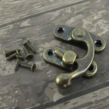 Замок для шкатулок 27*33мм с шурупами арт.MMG-009 бронза