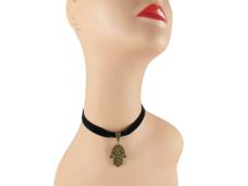 Чокер бархатный с подвеской "Хамса"