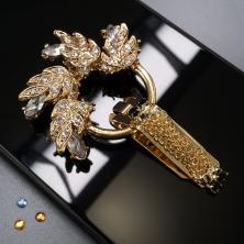 Застежка шубная со стразами арт.10162 золото/серебро