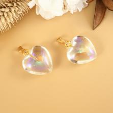 Подвеска стекло "Сердце" лунный камень 16*19мм арт.ИВ-65