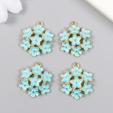 Подвеска "Незабудки" 22*24мм арт.9406655 золото/голубой