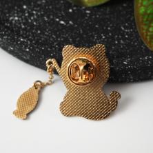 Значок "Котик с удочкой" 28*40мм арт.ИВ-576 золото/микс