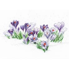 1855 "Крокусы под снегом" Набор для вышивания мулине "Риолис" 30*21см