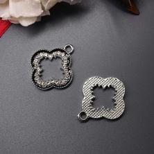 Подвеска "Черный микс" со стразами 19*20мм эмаль арт.ИВ-427 черный/серебро